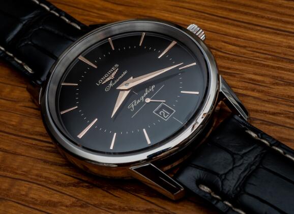 The black Longines is easy to match any clothes.